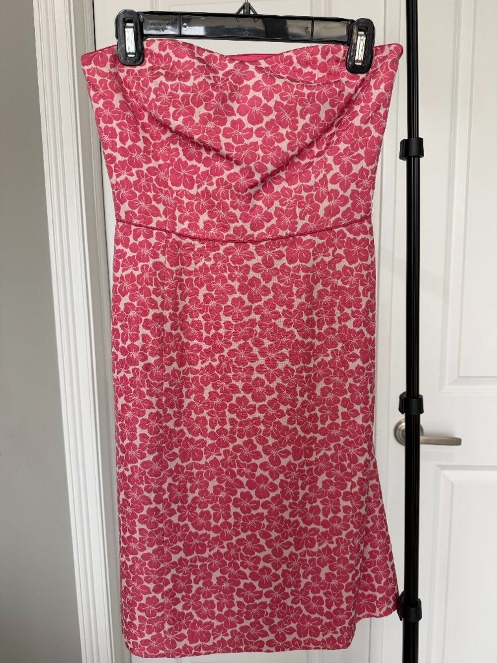 LOFT Pink Floral Cotton Silk Strapless Dress Size 0
